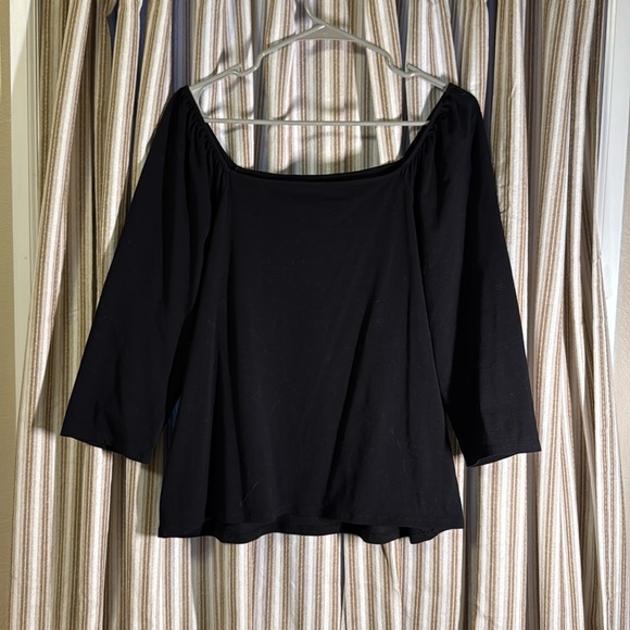 LOFT 3/4 Sleeve Square Neck Black Top - Picture 2 of 3